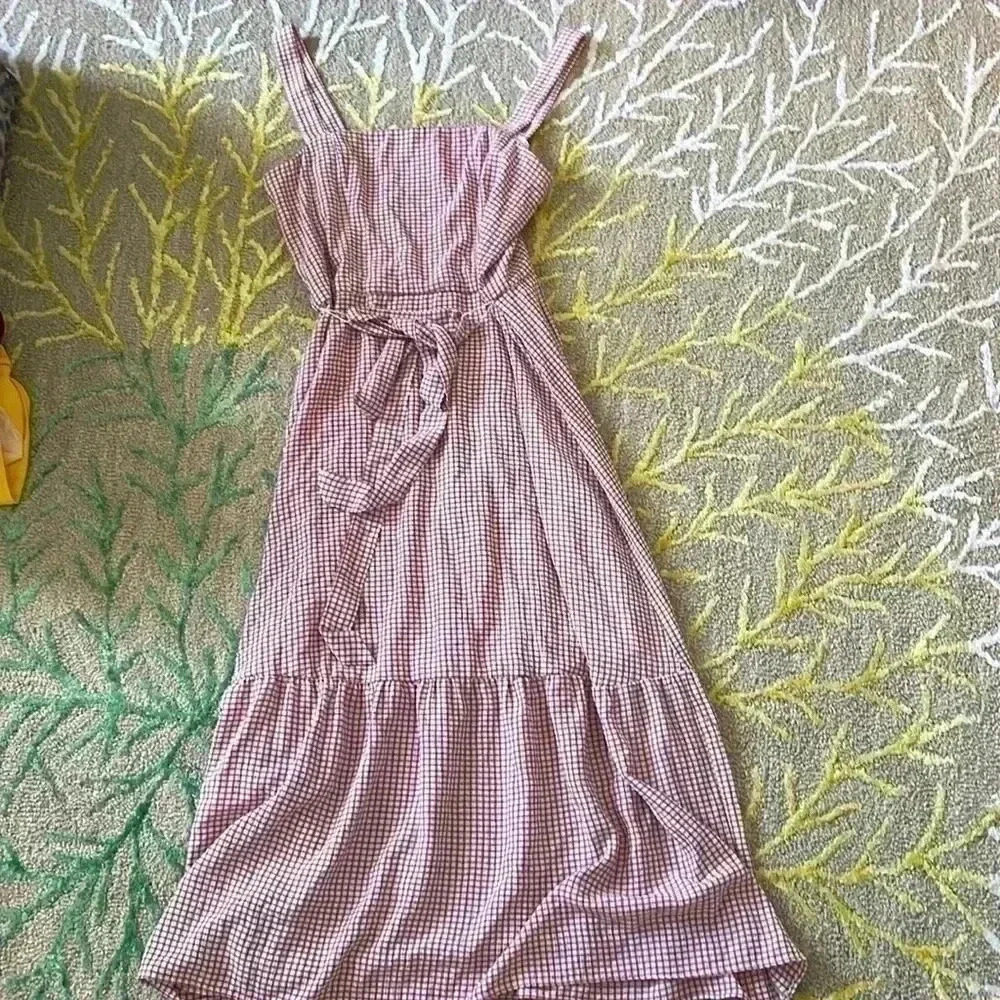 London times checked tie waist tiered lined sundress 12